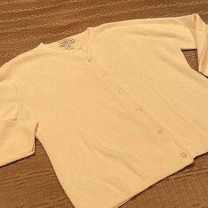 August Max Woman cardigan, cream, acrylic/cotton blend, quality, like-new, X